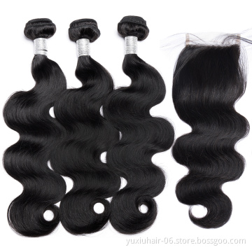 100% Virgin Hair Weave Human Hair Body Wave Bundles Natural Color Thick Weaves Remy Hair Extension